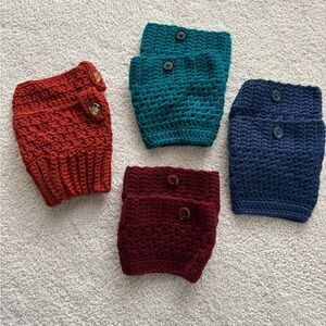 Handmade Knit Buttoned Leg Cuff Boot Toppers- Multicolor Set
